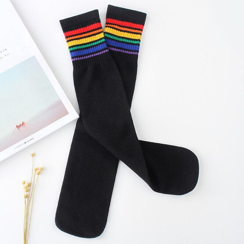 Para niños, hasta la rodilla Calcetines niños Deportes Fútbol rayas algodón calcetín niñas escuela calcetines blancos Skate niños tubo largo pierna cálido