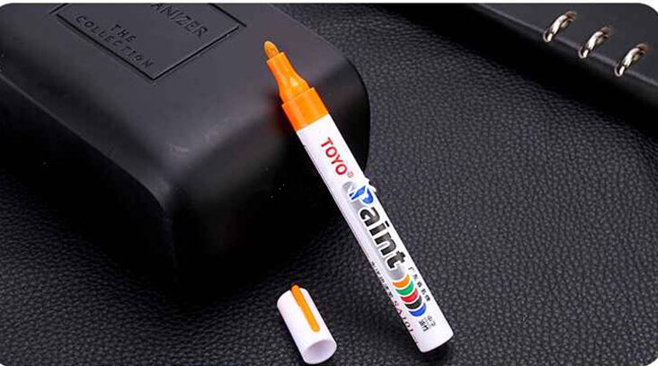 9 Colors White Waterproof Permanent Paint Marker Pen Car Tyre Paint Pen Rubber Tread Environmental Tire Painting DIY Office: Orange 1pc