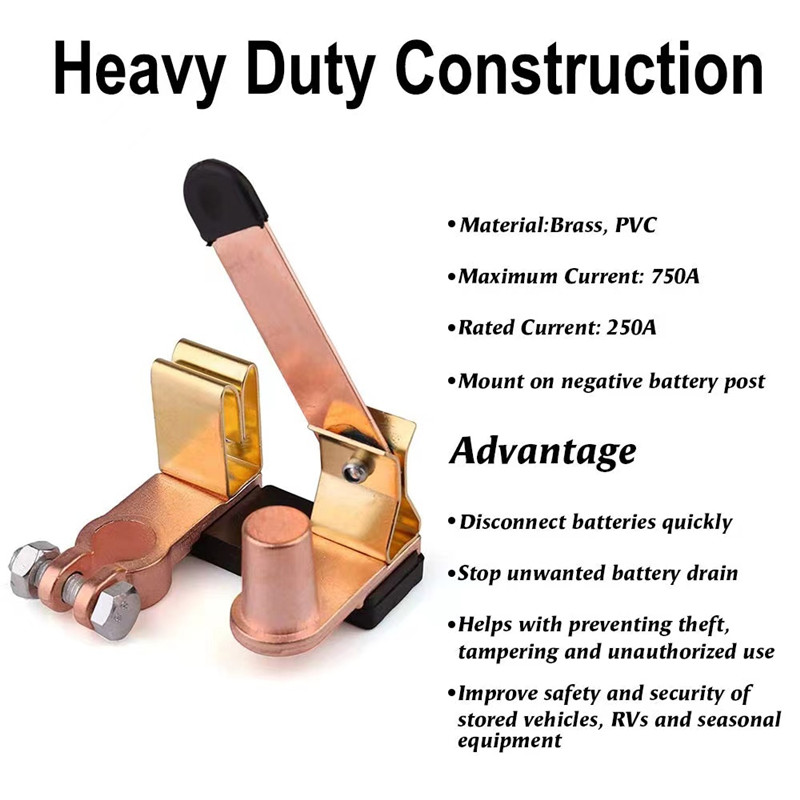 Top Post Negative Battery Disconnect Switch 12V/24V 250/750A Knife Blade Isolator Power Cutoff Switch for Marine Car Boat RV ATV