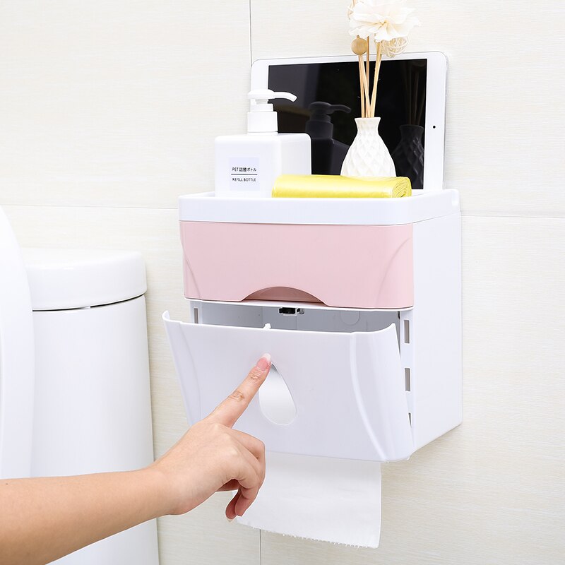 Double-layer paper towel holder, toilet paper tray, waterproof toilet paper rack, hand tray, punch-free