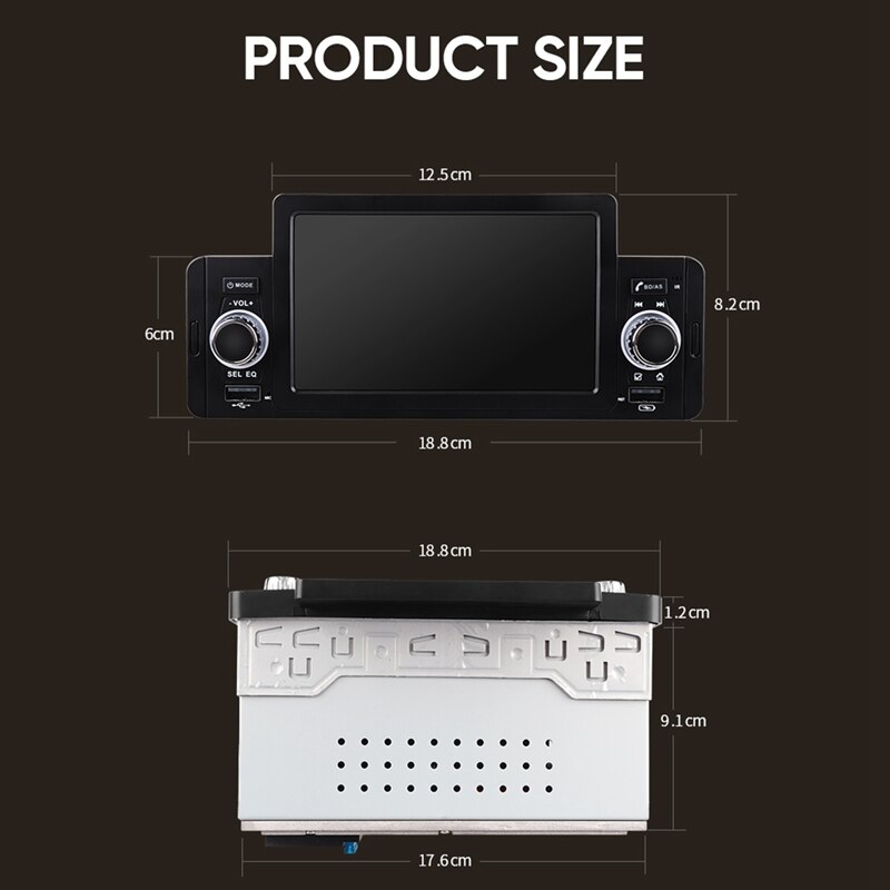 1 Din Auto Radio Stereo 5 Inch Multimedia Ips Touchscreen MP5 Speler Met Knop Knop Dual Usb Bluetooth Spiegel Link