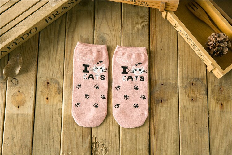 Cute Cat Women Socks Middle Tube Cartoon Cotton Socks for Girls: 014