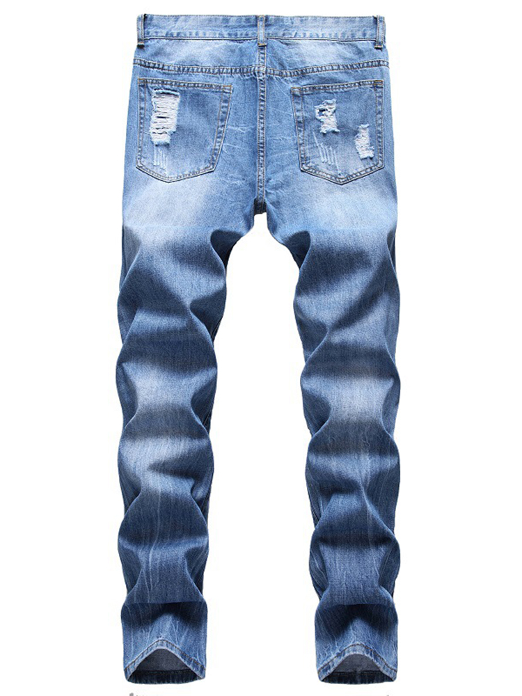 Jean déchiré grande taille pour hommes, patch de genou troué, masculine, personnalité, pantalon tendance, 2022