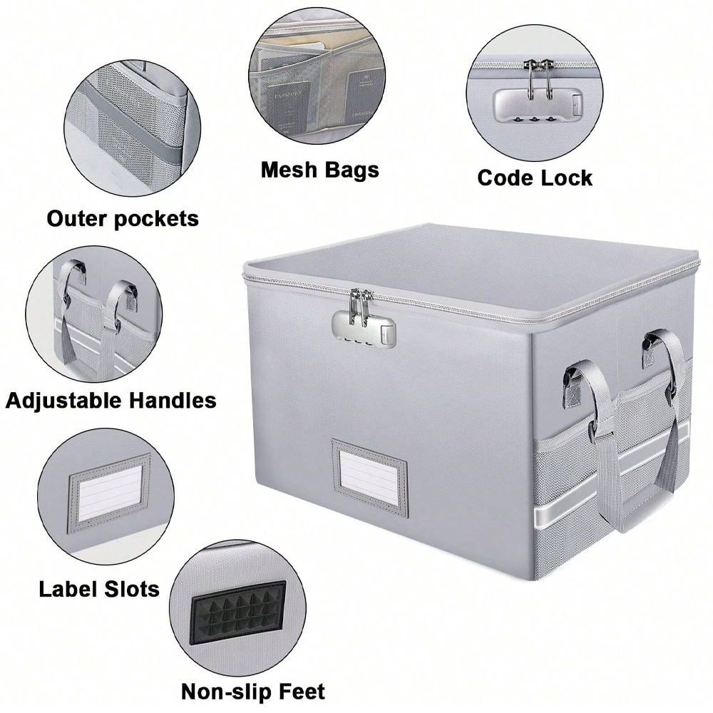 Fireproof Waterproof Folding File Organizer for Office and Home, Easy to Organize All Kinds of Files Storage Boxes