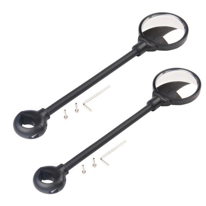 2x Bicycle Mirror - Adjustable Rotating Rear View Convex Glass for Handlebar MTB Outdoor Cycling: Default Title