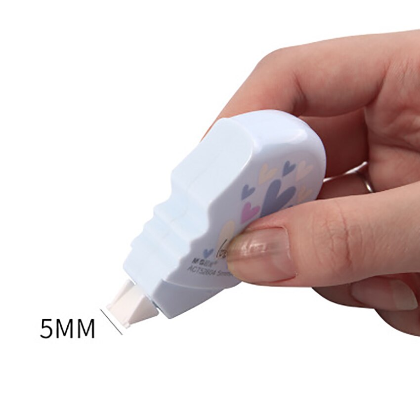 Cinta correctora en forma de corazón para estudiantes, 1 Juego de 10M, material de oficina para la escuela, Corrector de escritura, papelería, novedad