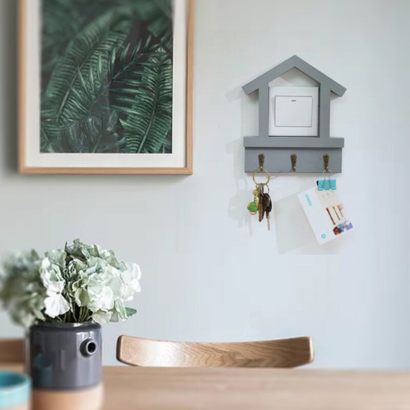 Small House Solid Wood Switch Sticker Protective Case Log Belt Hook Retro Home Decoration Wall Socket Light Switch Sticker