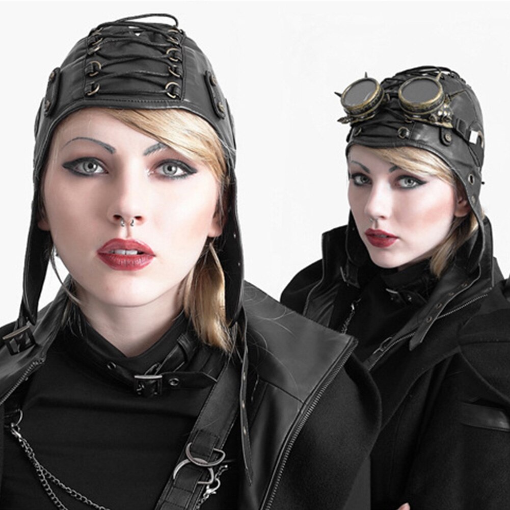 Chapeau en cuir pour hommes et femmes, casquette de Style Punk Cool, casquette volante, avion de l'armée de l'air, Steampunk