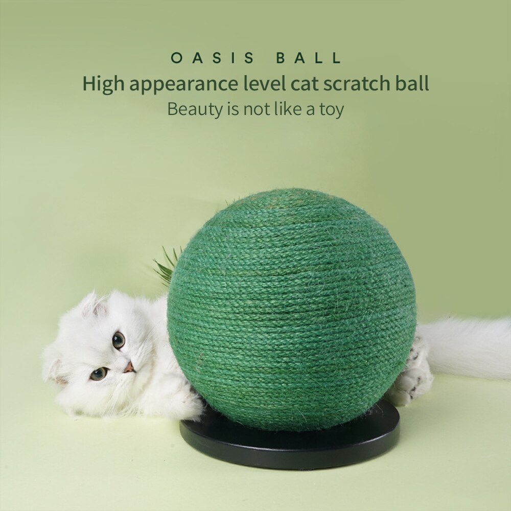 Sisal Cat Scratch Cactus Ball with Wood Base Cat Interactive Toy Knitted Cats Scratch Board Grinding Nails Protecting Furniture