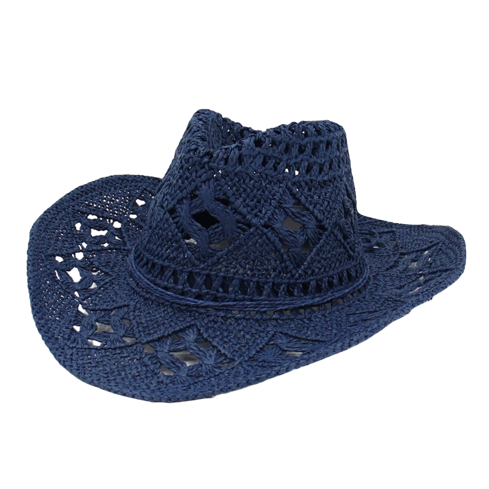 Strå Cowboyhatt - Formbar Bred Brems Solhatt for Festival, Fest, Strand: Gul