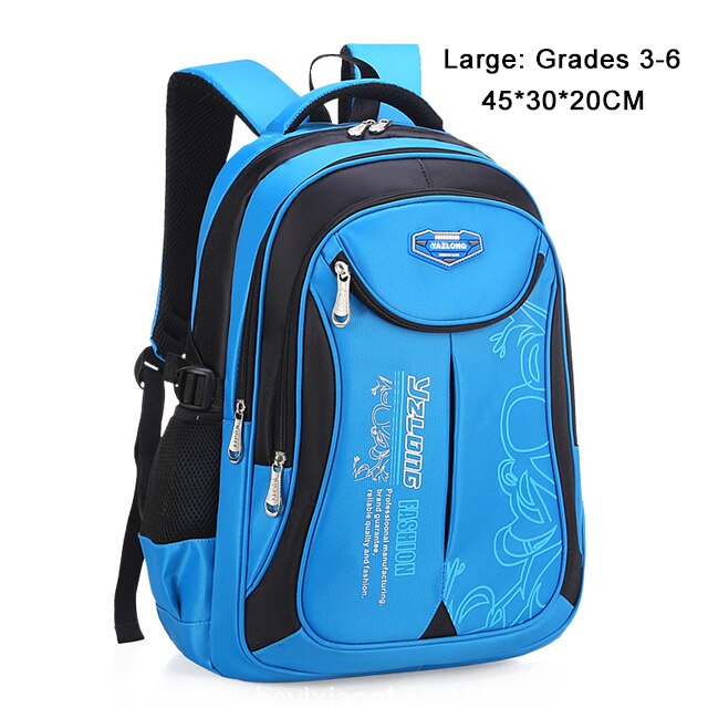 Sacs d'école étanches pour enfants, sacoche orthopédique pour filles et garçons, cartable pour enfants, cartable d'école primaire: blue large