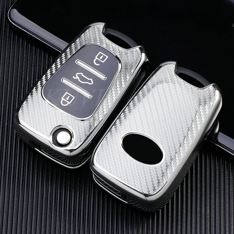 Tpu 3 Knop Autosleutel Case Cover Tas Voor Kia Rio K2 K3 K5 Ceed Cerato Sportage Soul Voor hyundai Verna I20 I30: A-style-silver
