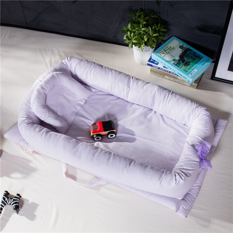 Baby Kinderbox Bed Baby Wieg Pasgeborenen Reizen Babybedjes Gestreepte Gedrukt Kind Lounger Opvouwbare Draagbare Kinderen Katoen Cradle Kid: 4