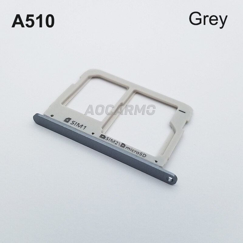 Aocarmo Metal Nano SIM Tray MicroSD SD Card Slot Voor Samsung A5 ) a510 A510F Dual Goud/Zilver/Grijs/Roze