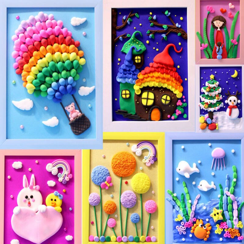 Creatieve Zacht Licht Klei Diy 3D Foto &#39;S Lichte Klei Hand Maken Kleurrijke Modder Art Onderwijs Kerstcadeaus Speelgoed voor Kids