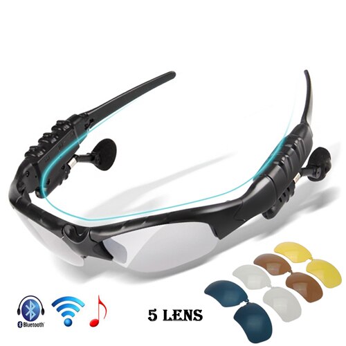 Victgoal Gepolariseerde Fietsen Bril Bluetooth Mannen Motorrijden Zonnebril MP3 Telefoon Fiets Outdoor Sport Running 5 Lens Eyewear: Default Title