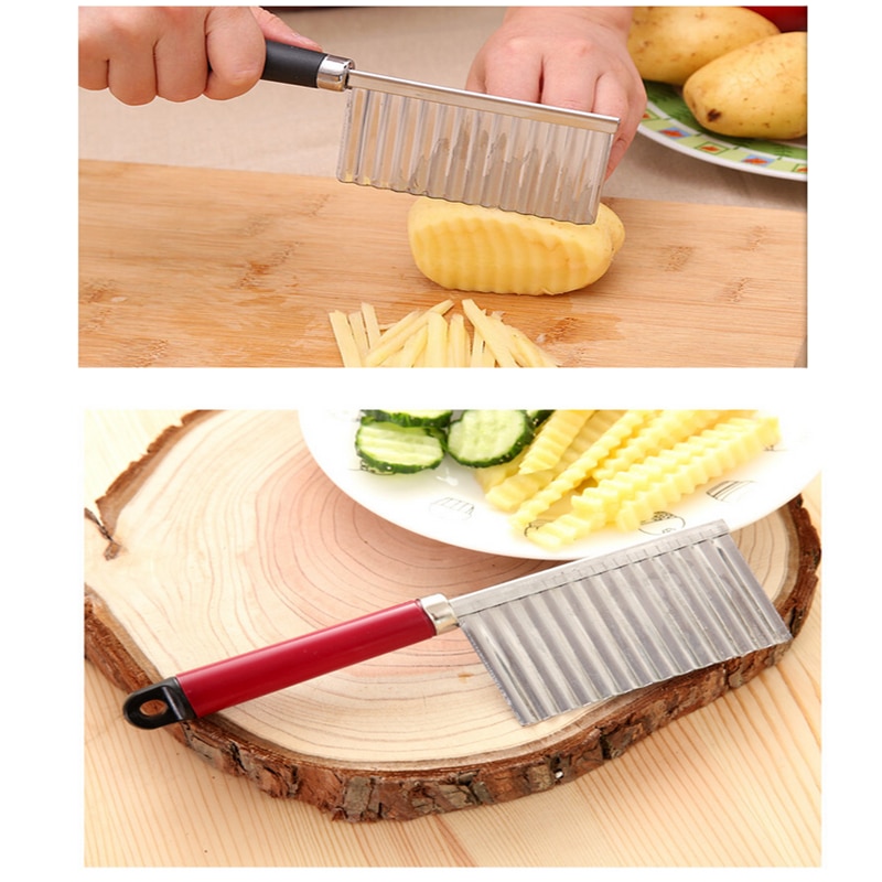 Stainless Steel Kitchen Gadgets Potato Chips Making Peeler Cutter Fruit Vegetable Knives Potato Wavy Cutter Kitchen Accessories
