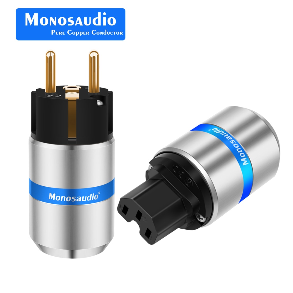E106G/F106G 99.99% Reinem Kupfer 24K Gold Überzogen Schuko Energie Stecker Stecker IEC Weibliche Stecker DIY Netz Energie kabel Kabel