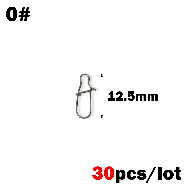 30 stks/partij Rvs Haak Snelle Clip Lock Snap Swivel Vissen Solid Ringen Veiligheid Snaps Vishaak Connector Visgerei: 30pcs-0