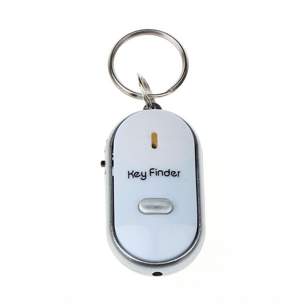 LED Light Torch Remote Sound Control Lost Key Fob Alarm Locator Keychain Whistle Finder Old Age Anti-lost Alarm 40MR29: White