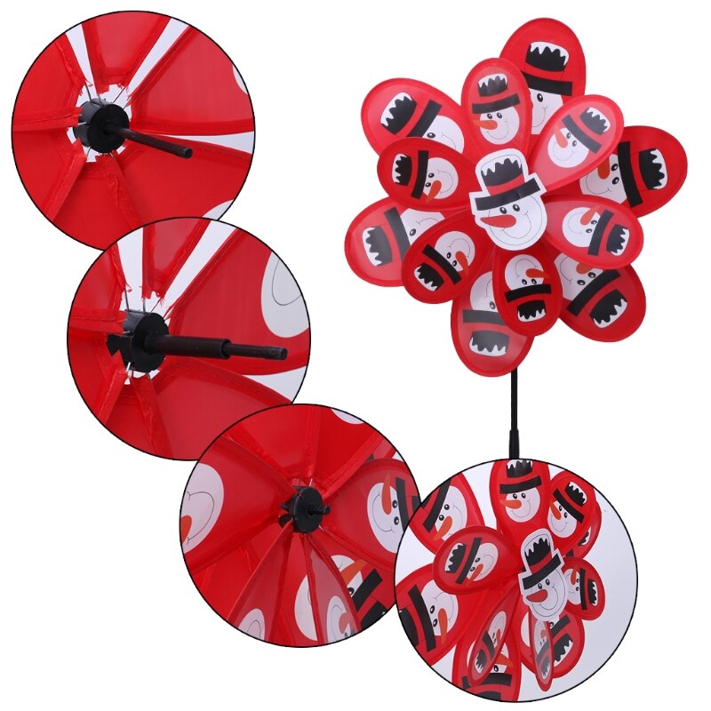 1 pieza de doble capa Santa Claus molino de viento Spinner Whirligig Home Yard decoración de