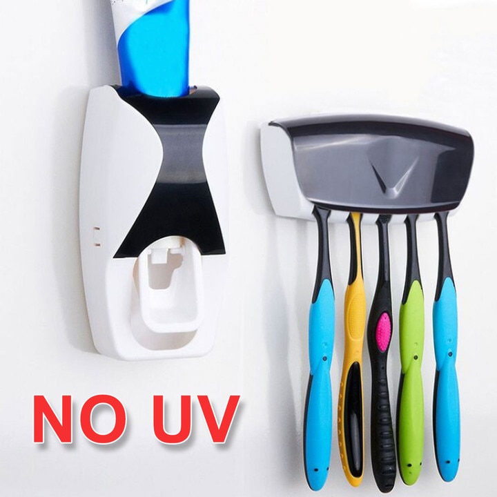 3 in 1 UV Light Multifunctional Antibacteria Ultraviolet Toothbrush Holder Automatic Toothpaste Squeezers Dispenser Home Set: no uv