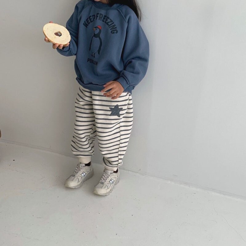 9441 Ins pantaloni Casual in peluche a righe per bambini autunno inverno pantaloni sportivi comodi da ragazzo 0-5 anni pantaloni Casual da ragazza