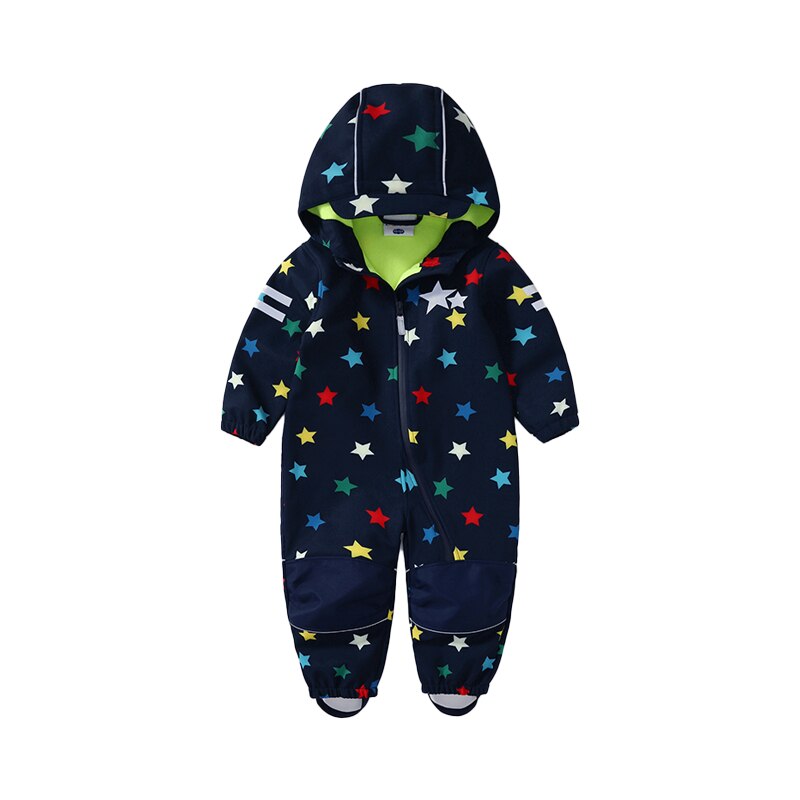 Tuta impermeabile per bambini soft shell per ragazzi e ragazze pagliaccetto monopezzo per mantenere caldo, impermeabile, antivento e velluto: Blu / 122-128height128CM