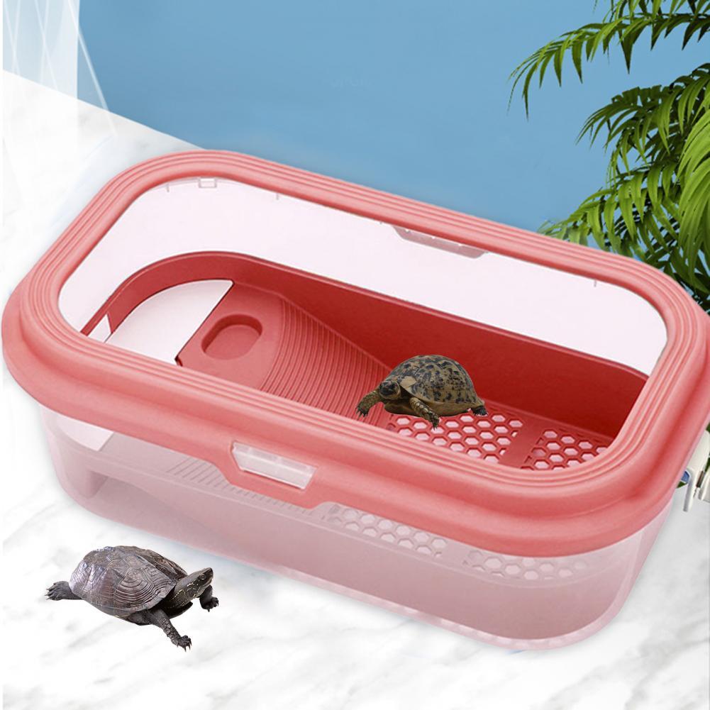 Stable Fish Tank with Bask Platform Anti Slip Slope Reusable Mini Fish Tank Turtles Habitat Container