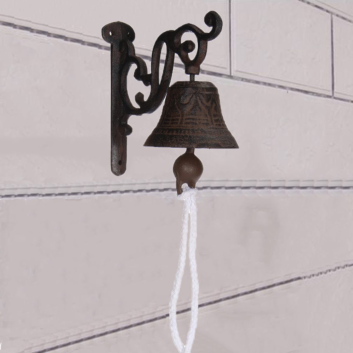 Timbre de hierro fundido del jardín puerta de entrada campana rústica Puerta de bienvenida pared decorativa Vintage entrada porche señal al aire libre