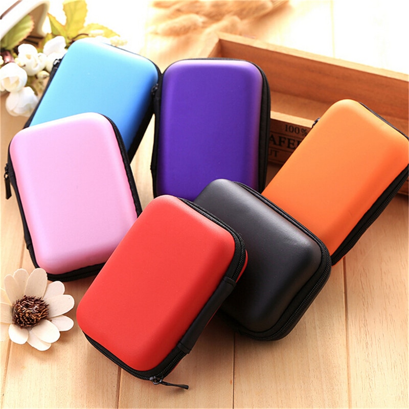 6 Colors 1PC Cosmetic Bags Compartments Case Cover Headphone Earphone Jewelry Bag Hard Nylon Carry Bag