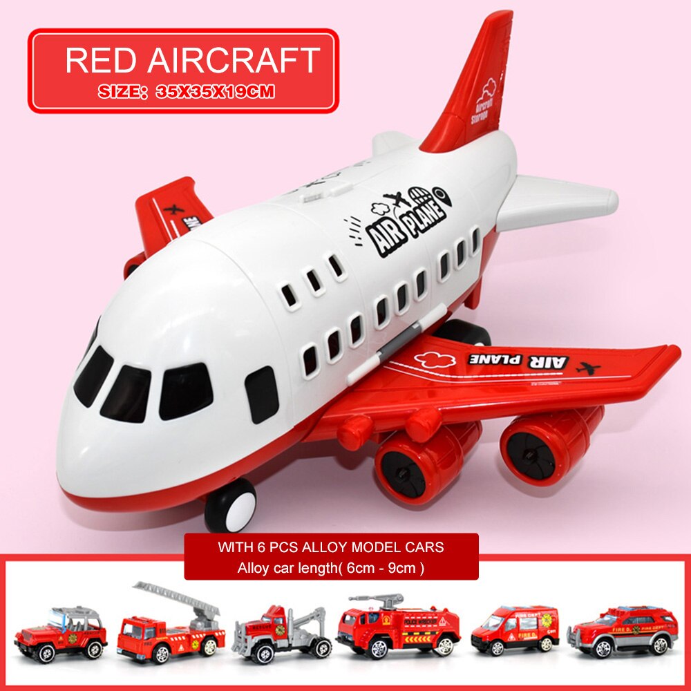 Simulazione Della Pista Inerzia Giocattolo Per Bambini Aeromobili di Grandi Dimensioni Passeggeri Aereo Aereo Di Linea Giocattolo di stoccaggio di Auto In Lega camion veicoli: red plane 6 theme