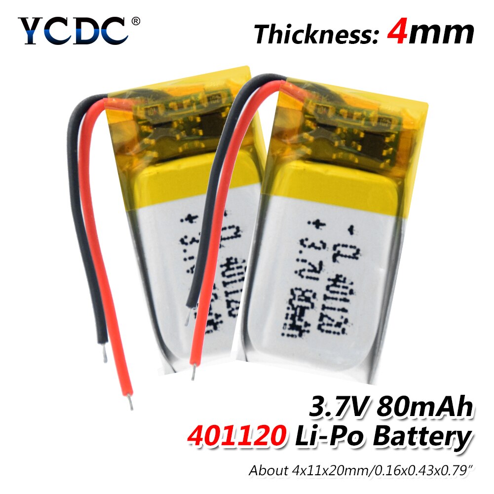 80mAh 401120 3.7V rechargeable li ion battery li polymer lithium battery for MP3 MP4 GPS bluetooth speaker headset smart watch