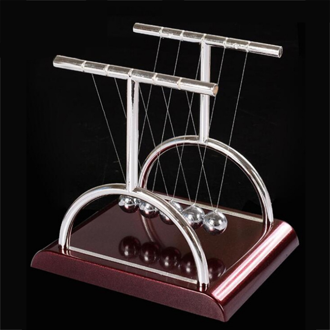 Surwish T Shaped Newton Cradle Balance Ball Science Puzzle Fun Desk Toy Stress Reliever