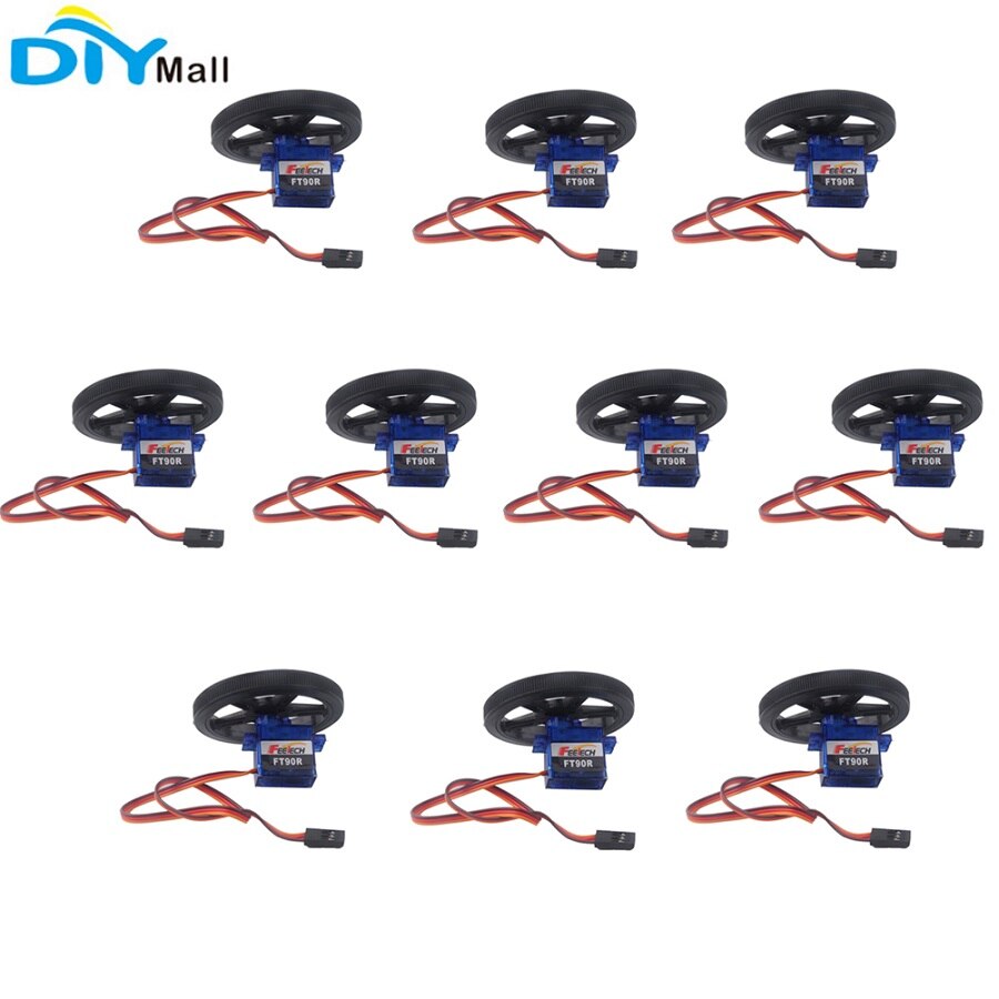 10x Feetech FT90R Micro Servo Digitale Rotazione Continua 360° Ingranaggio Plastica per Robot Auto Intelligente Arduino: Servo e ruota