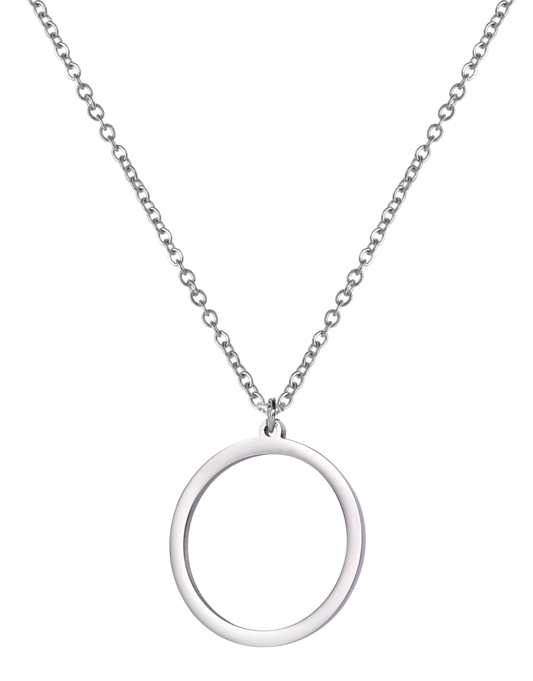 Teamer-Cadena de doble cuenta para mujer, collar con colgante de círculo hueco, Color dorado, collares simples populares de acero inoxidable, joyería: Rojo óxido