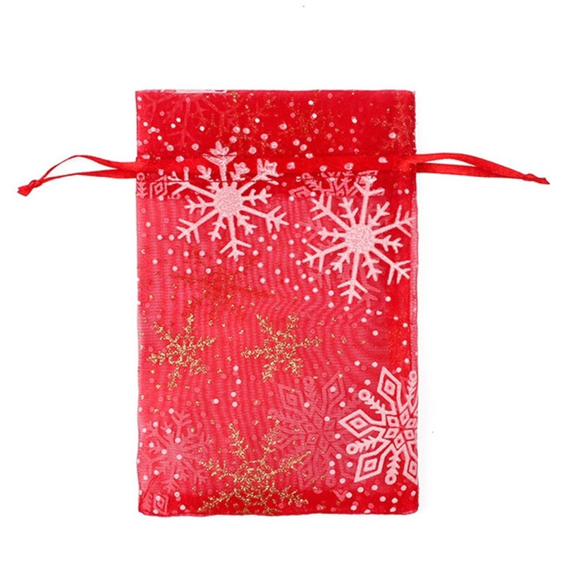 100 stuks kerst organza zakjes snoep doorschijnende zak sieraden bruiloft feest kerst verpakking display zakjes: 02