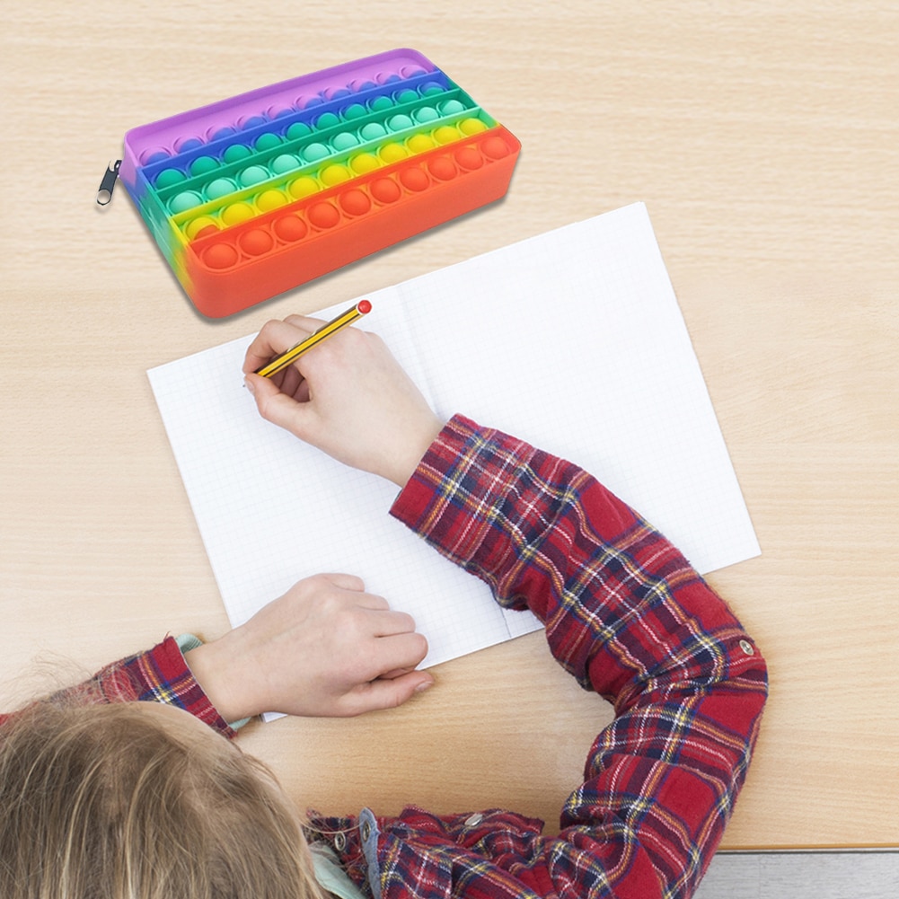 Funny Pencil Case Silicone Purse Push Bubbles Simple Stationary Bag Popper Sensory Pencil Case Fidget Toys