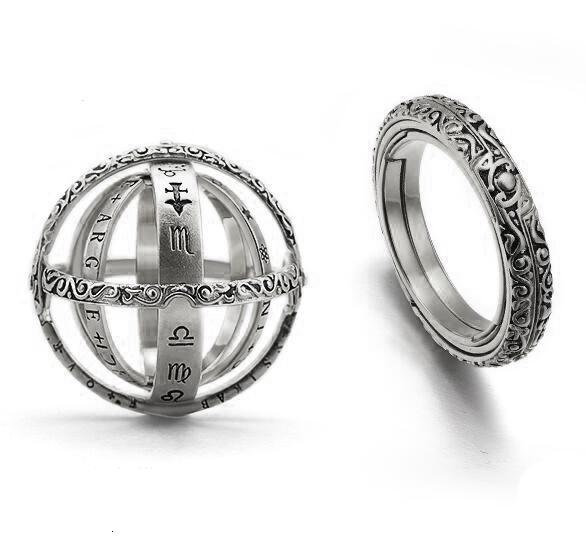 Bague astronomique du 16ème siècle, anneau de fiançailles cosmique, Couple amoureux, ouvert et fusionné, se déplie dans la sphère astronomique