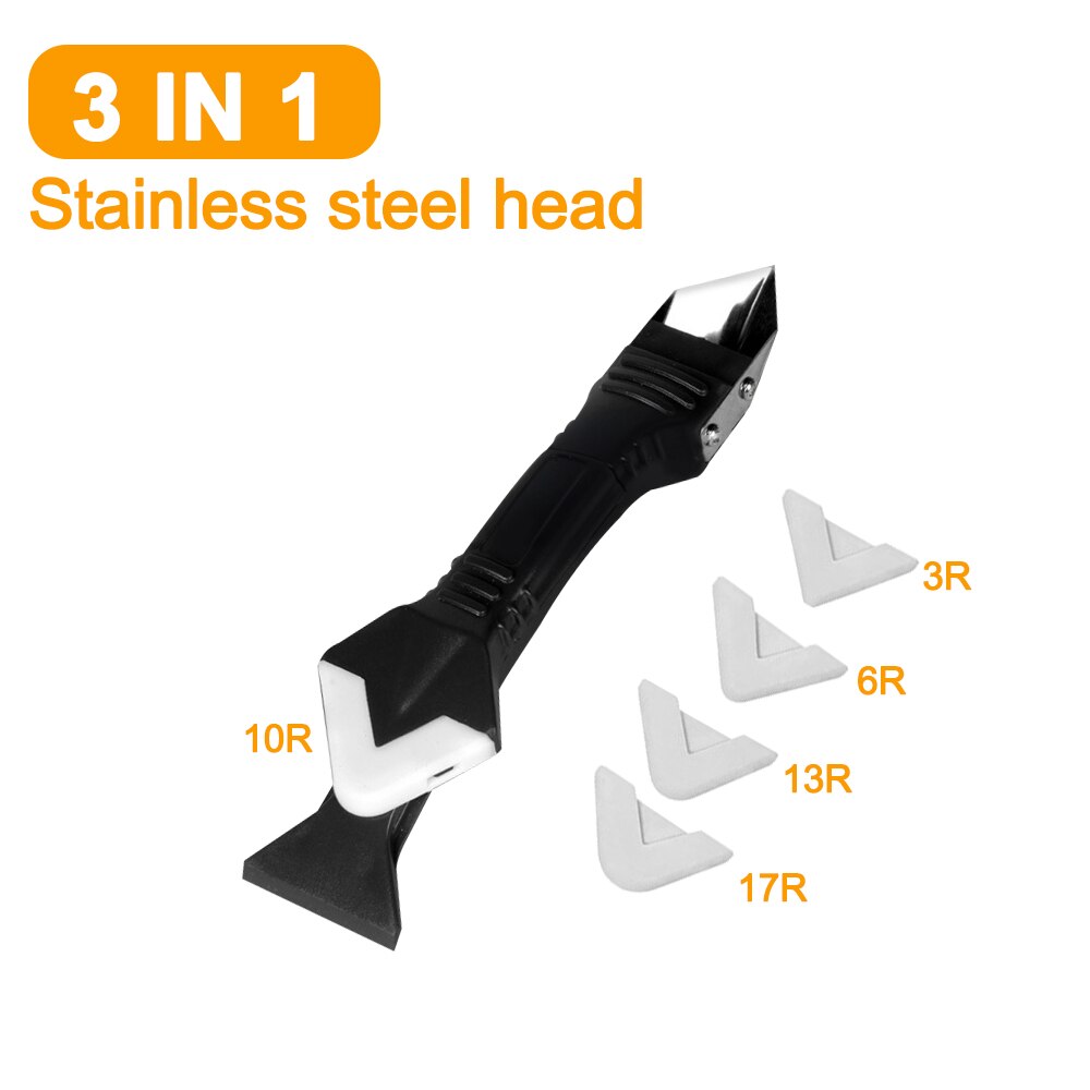 5 In 1 Siliconen Remover Breeuwen Finisher Kit Afwerking Roestvrij Steelhead Verwijderen Schraper Grout Kit Handgereedschap Accessoires: 3in1 Stainless steel
