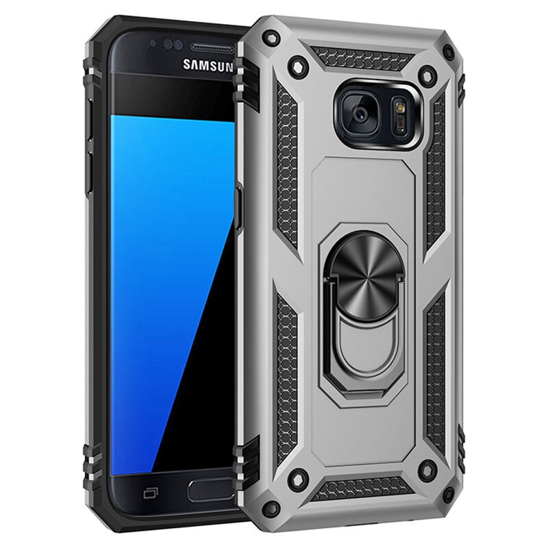For Samsung Galaxy S7 Case Magnet Car Ring Stand Holder Cover for Samsung Galaxy S7 GalaxyS7 SM-G930F Coque Capa fundas: For Galaxy S7 / Silver