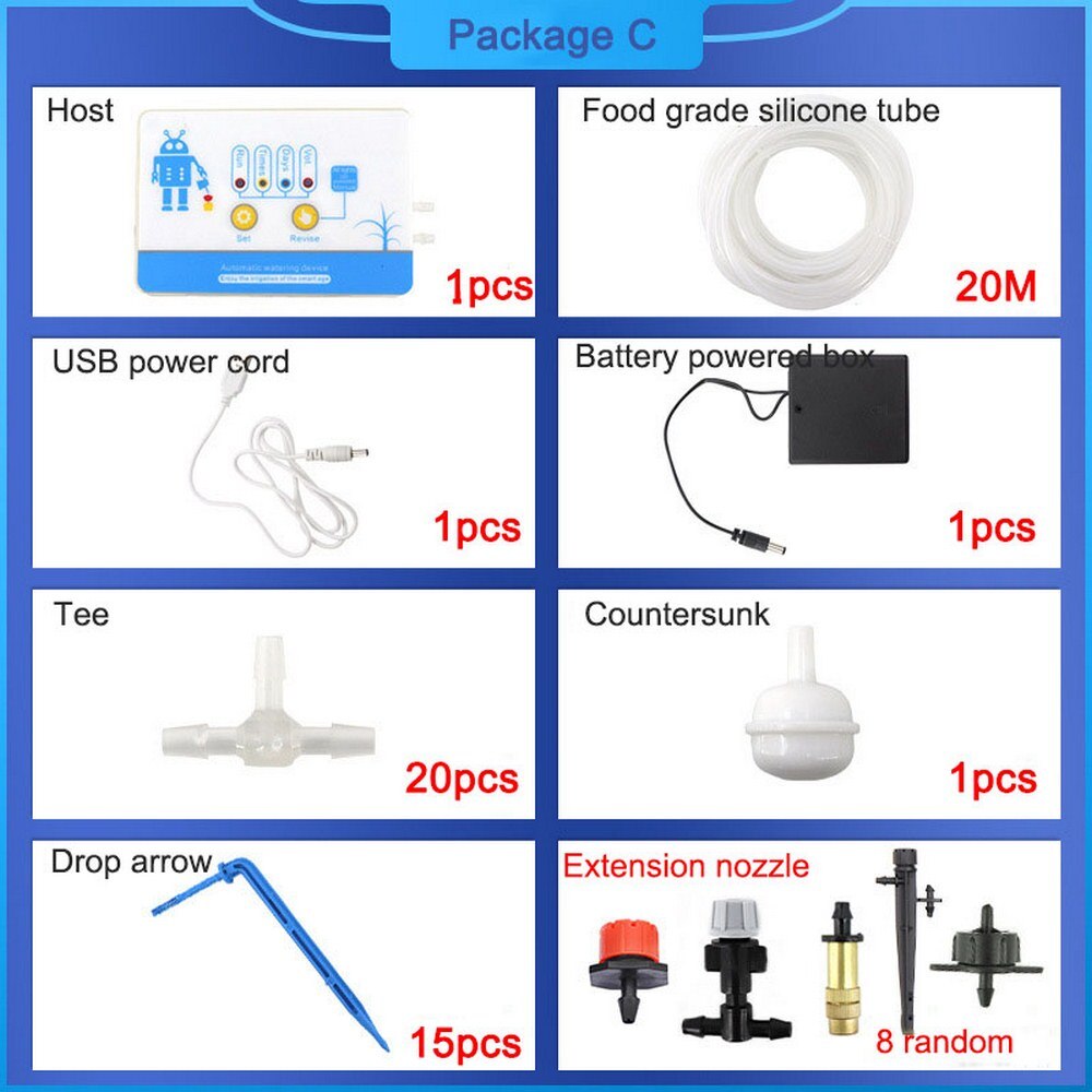 Magneetventiel Druppelirrigatie Agrarische Systeem Sproeisysteem Apparaat Intelligente Timing Sproeisysteem Apparaat Voor Huishouden Tuin: packageC