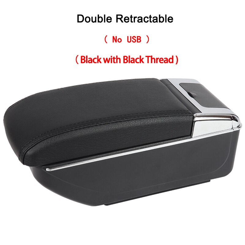 for Renault zoe armrest box universal car center console caja modification accessories double raised with USB: Double All Black