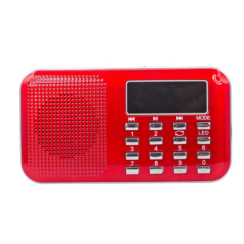 L-218AM Portable Multi Band Digital Auto Radio Scanner FM Am Pocket Radio with Mini Speaker Mp3 Player: Red