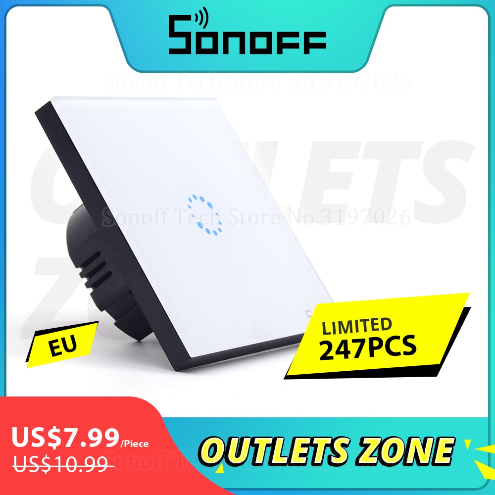 ITEAD SONOFF TouchLocal EU 1 Gang Wall Light Touch Switch Fire-retardant ABS Luxury Crystal Glass Panel Switch