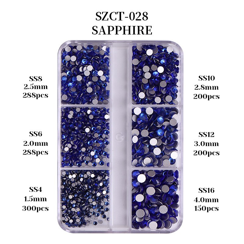 6Grids/box Nail Art Rhinestones 1426pcs AB Mixed Size Crystal Gem Diamonds 3D Nail Rhineston Nail Art Decoration DIY Face Makeup: 10