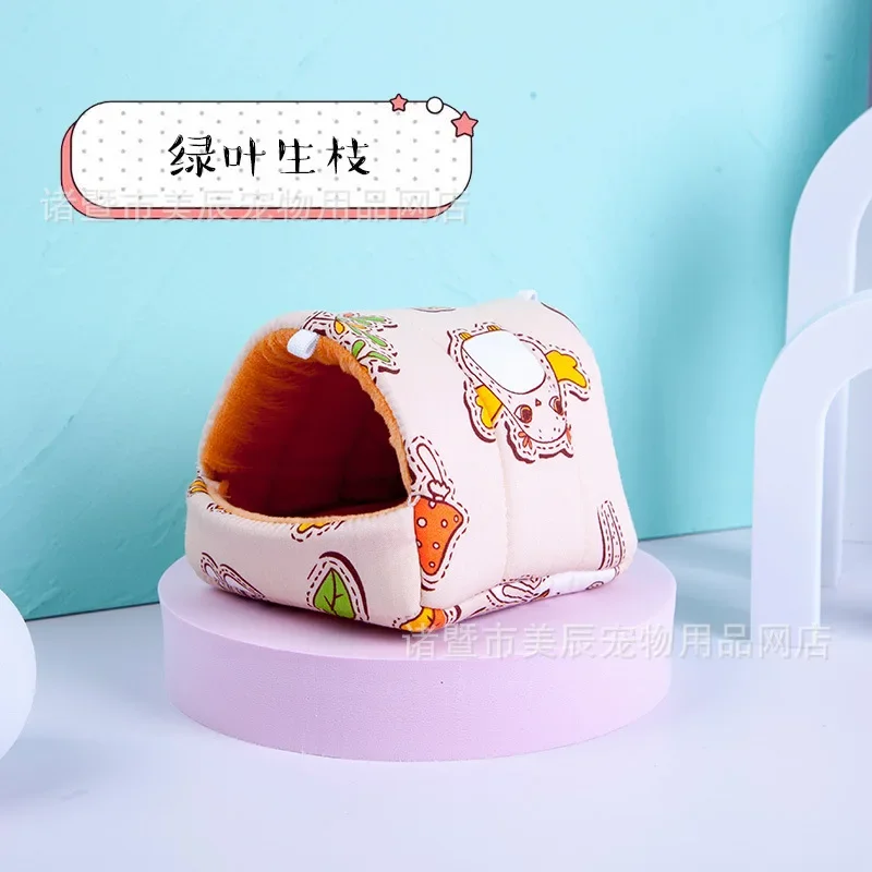 Hamsterhuis Cavia Nest Klein dier Slaapbed Winter Warm Katoenen Mat Zachte accessoires voor knaagdier Cavia Rat Knaagdier: L / Oranje