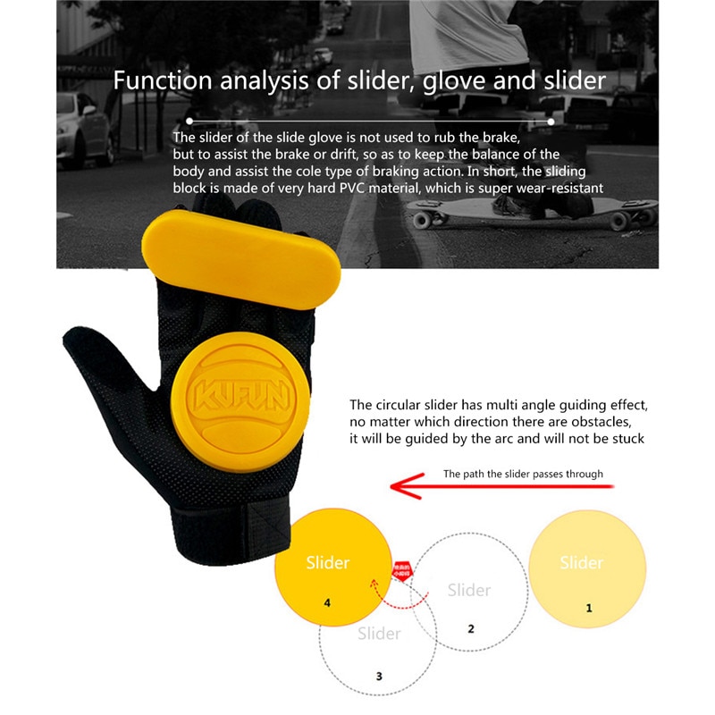 Unisexe Skateboard gants avec curseurs Standard longue planche route descente frein glisser gants pour hommes sport descente frein gants