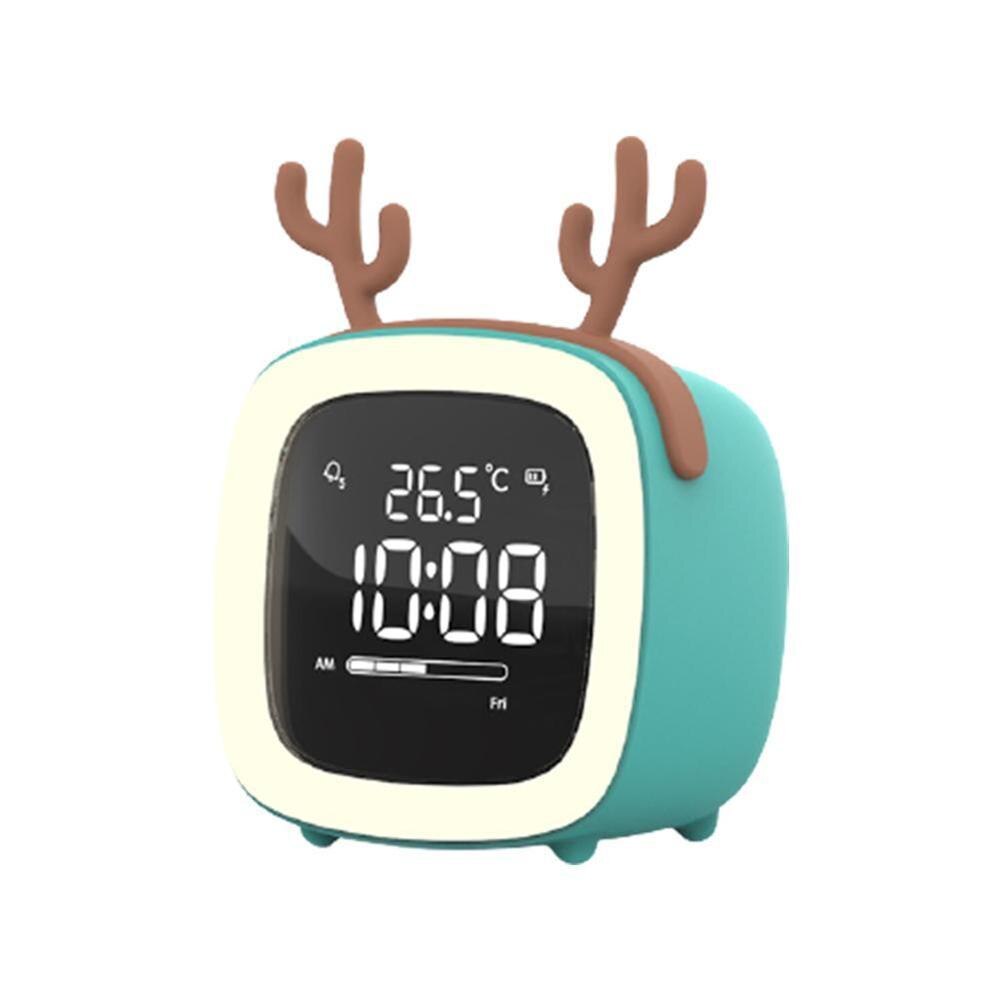 Kids Alarm Clock Cute-TV Night Light Alarm Clock For Children Battery Bedroom Rechargeable Clock Operated F5Q1: L
