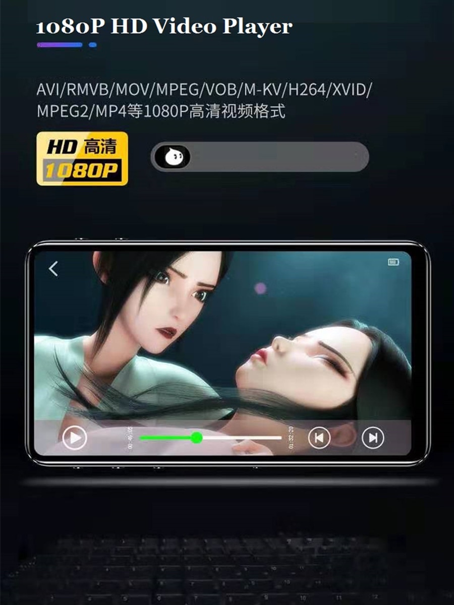 HIFI Metal MP4 Player 8GB FM Radio Bluetooth 5.0 Full Touch Screen With Speaker MP4 Recorder E-book MP5 Music Video Player